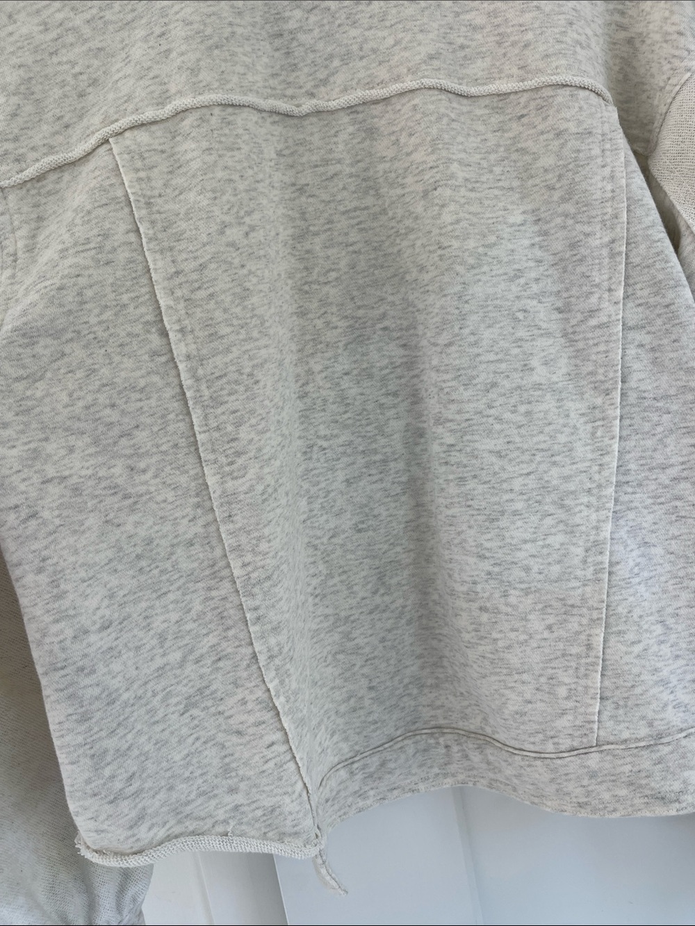 POL Cream Heather Gray Raw Hem Balloon Sleeve Crop Jacket Sweatshirt Shacket M - Picture 7 of 11